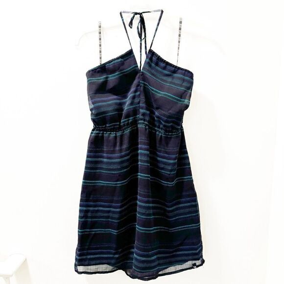Volcom Vicious Girl Dress | "Zip it" Striped Halter Dress - Size Medium - Picture 1 of 6